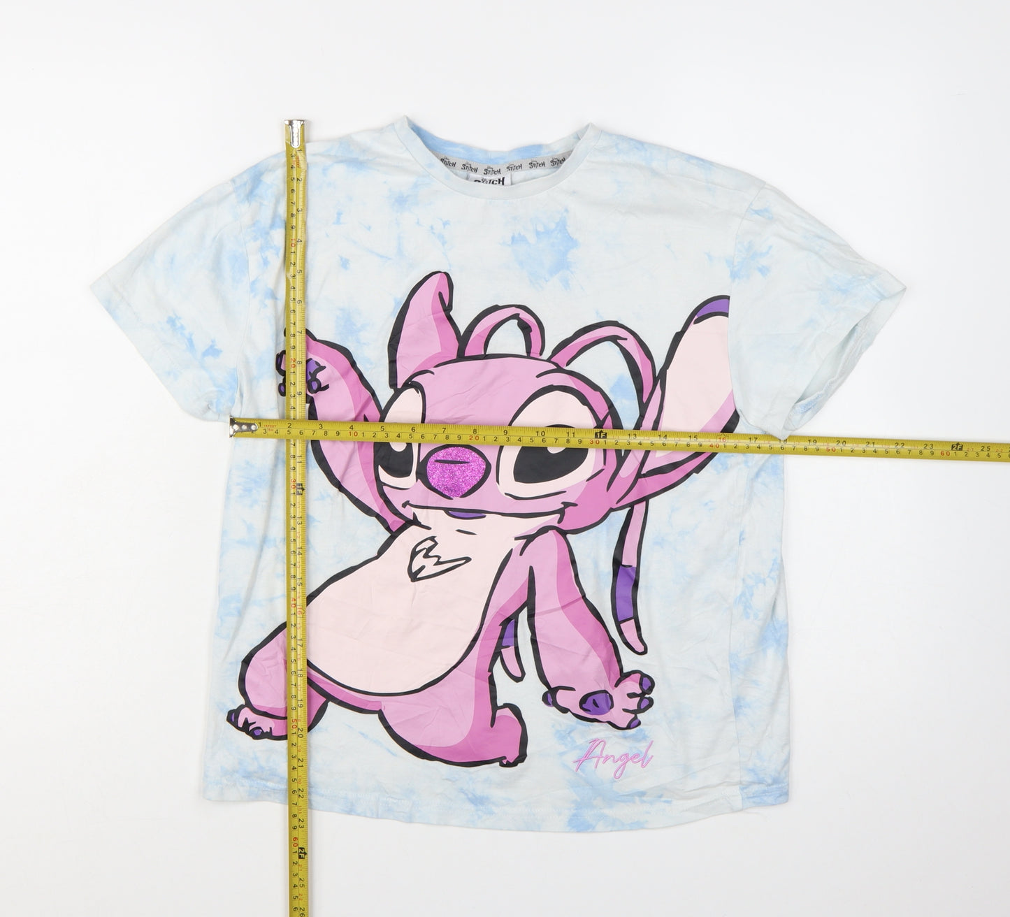 Disney Stitch Angel Tie-Dye Girls Blue T-Shirt by Primark 12-13 Years
