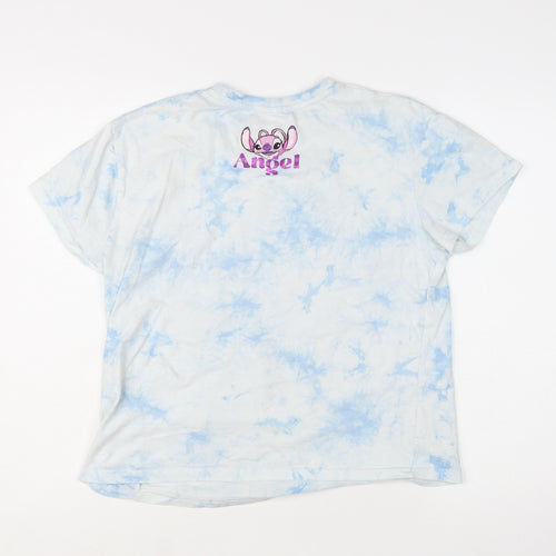 Disney Stitch Angel Tie-Dye Girls Blue T-Shirt by Primark 12-13 Years