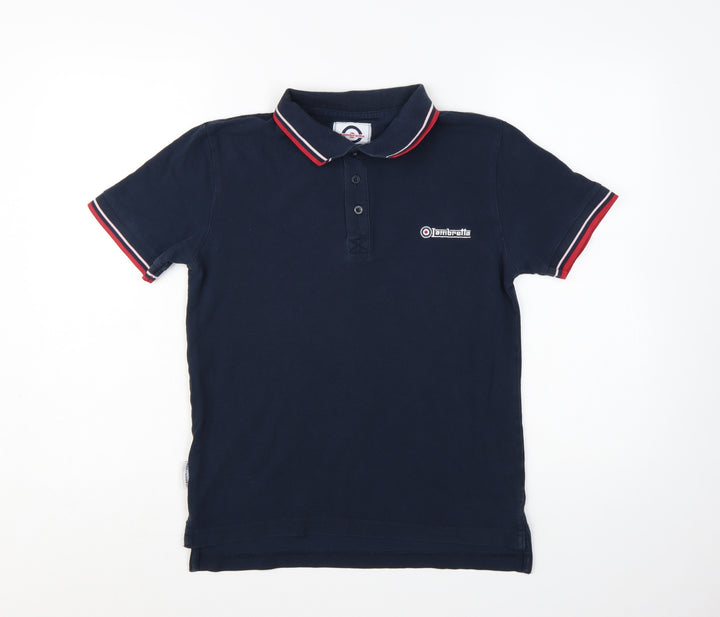 Lambretta Men's Blue Small Polo Shirt Cotton Button Down