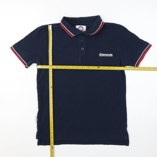 Lambretta Men's Blue Small Polo Shirt Cotton Button Down