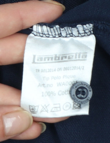 Lambretta Men's Blue Small Polo Shirt Cotton Button Down