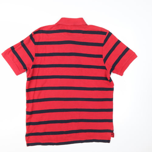 Tyrwhitt Men's Red Striped Cotton Polo Shirt Size M