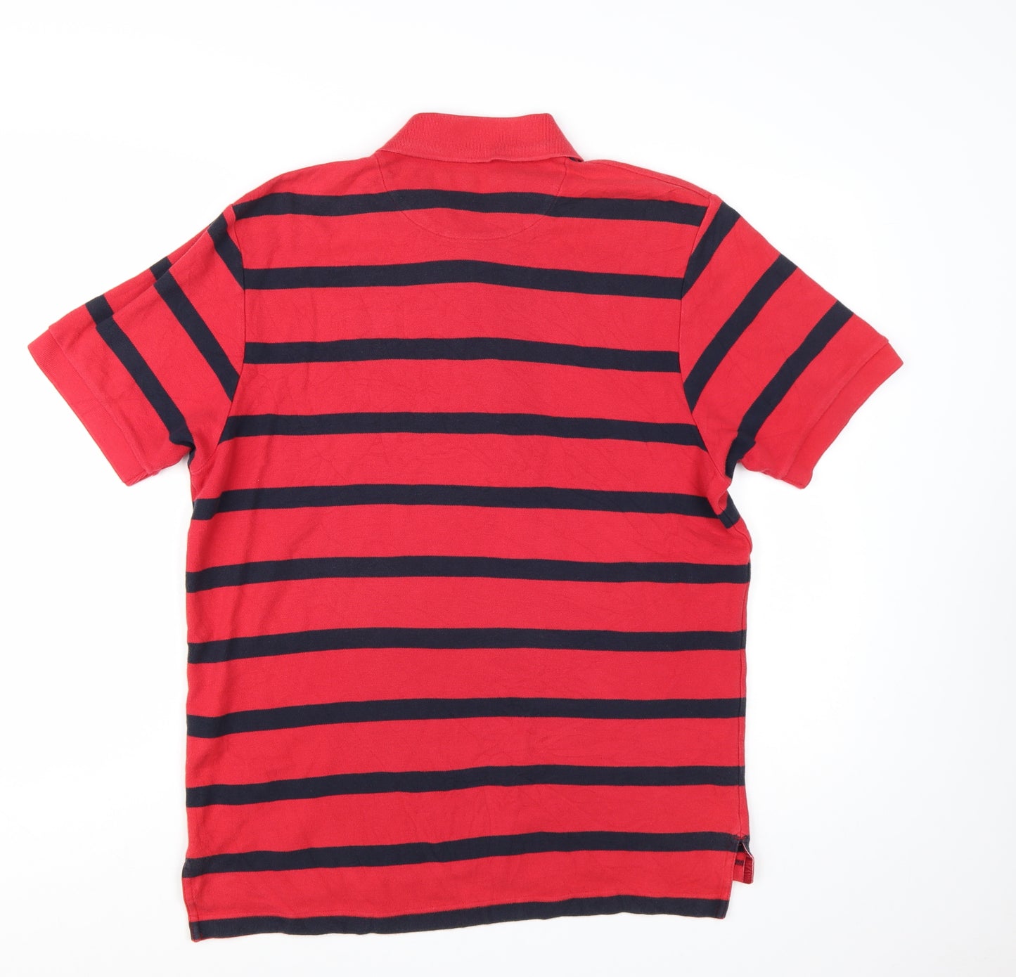 Tyrwhitt Men's Red Striped Cotton Polo Shirt Size M