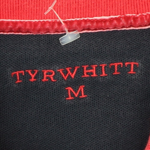 Tyrwhitt Men's Red Striped Cotton Polo Shirt Size M