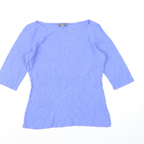Lily & Me Women's Blue Cotton 3/4 Sleeve Boat Neck T-Shirt Size 8