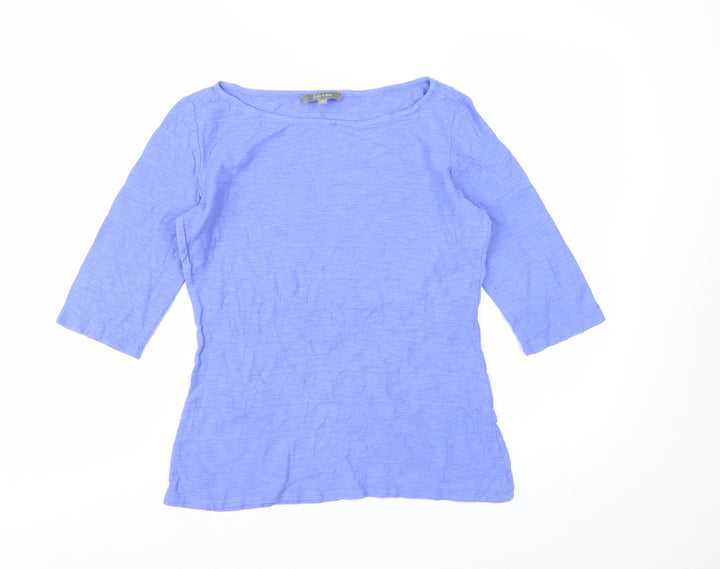 Lily & Me Women's Blue Cotton 3/4 Sleeve Boat Neck T-Shirt Size 8