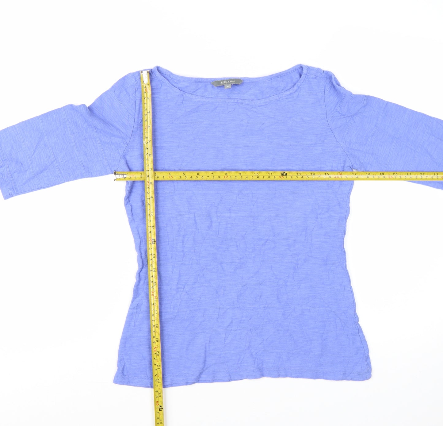 Lily & Me Women's Blue Cotton 3/4 Sleeve Boat Neck T-Shirt Size 8