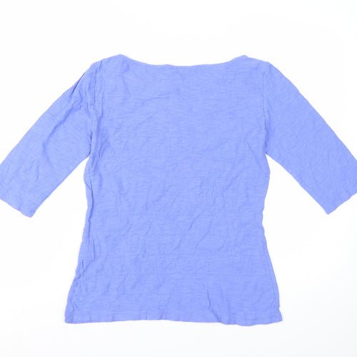 Lily & Me Women's Blue Cotton 3/4 Sleeve Boat Neck T-Shirt Size 8