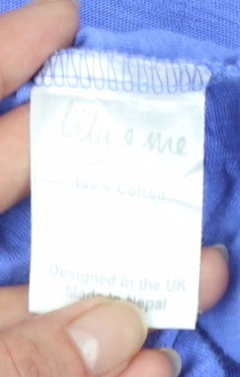 Lily & Me Women's Blue Cotton 3/4 Sleeve Boat Neck T-Shirt Size 8