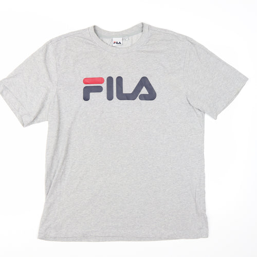 Fila Men's Grey Regular Fit Crew Neck Graphic T-Shirt XL