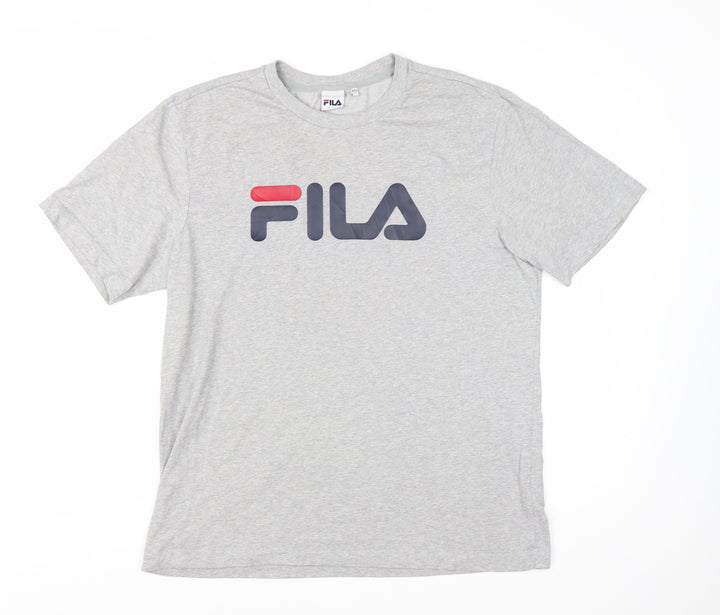 Fila Men's Grey Regular Fit Crew Neck Graphic T-Shirt XL