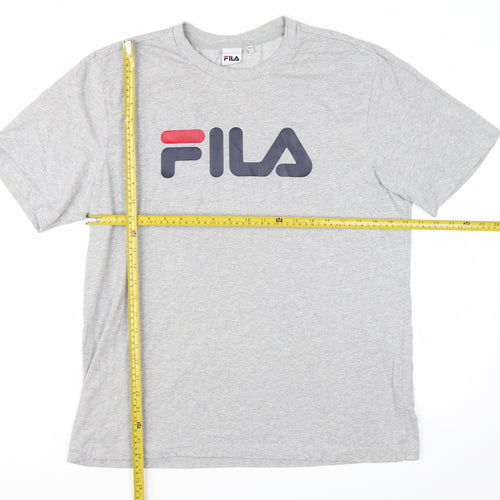 Fila Men's Grey Regular Fit Crew Neck Graphic T-Shirt XL