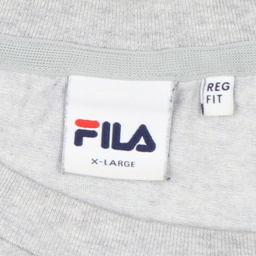 Fila Men's Grey Regular Fit Crew Neck Graphic T-Shirt XL