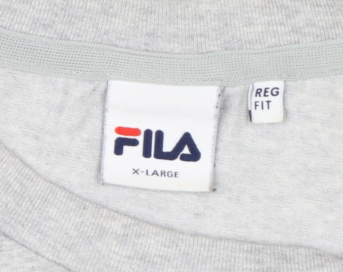 Fila Men's Grey Regular Fit Crew Neck Graphic T-Shirt XL