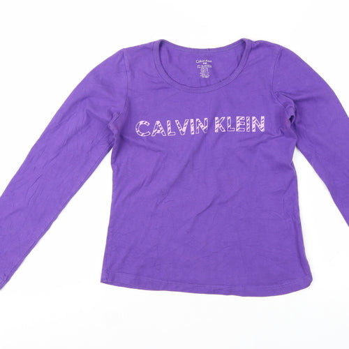 Calvin Klein Girls Purple Long Sleeve Cotton T-Shirt Size 8-10 Years