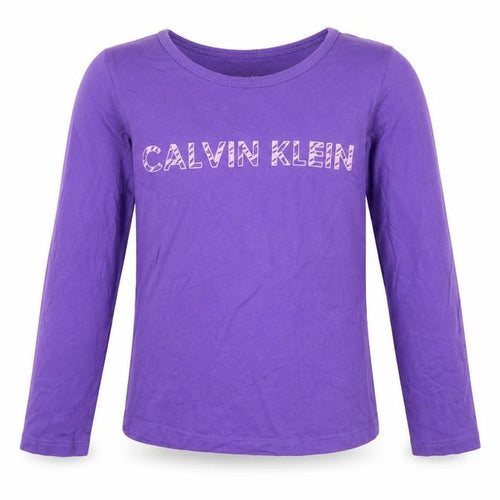 Calvin Klein Girls Purple Long Sleeve Cotton T-Shirt Size 8-10 Years