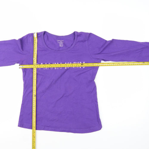 Calvin Klein Girls Purple Long Sleeve Cotton T-Shirt Size 8-10 Years