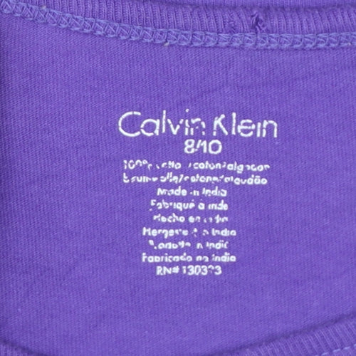 Calvin Klein Girls Purple Long Sleeve Cotton T-Shirt Size 8-10 Years