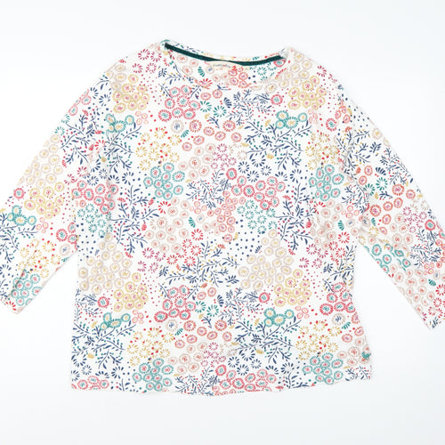 Country Rose Women's Multicoloured Floral Cotton 3/4 Sleeve T-Shirt XL