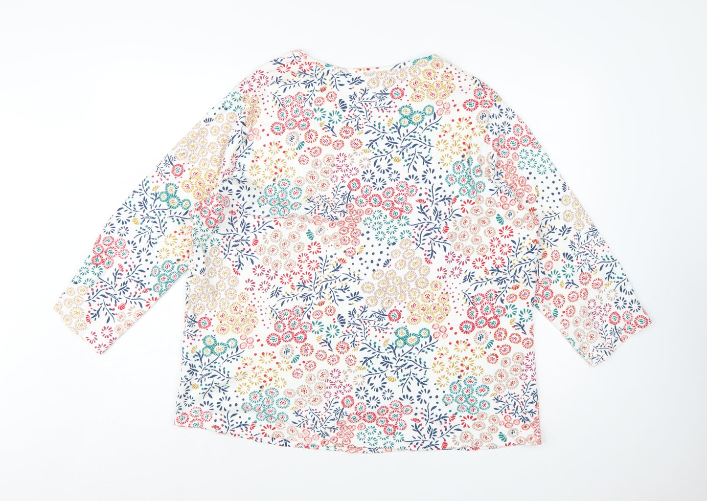 Country Rose Women's Multicoloured Floral Cotton 3/4 Sleeve T-Shirt XL