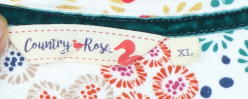 Country Rose Women's Multicoloured Floral Cotton 3/4 Sleeve T-Shirt XL