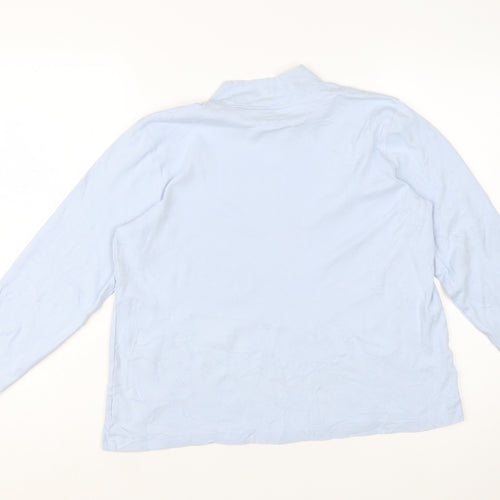 Lands' End Women's Blue Mock Neck Long Sleeve Cotton Top M
