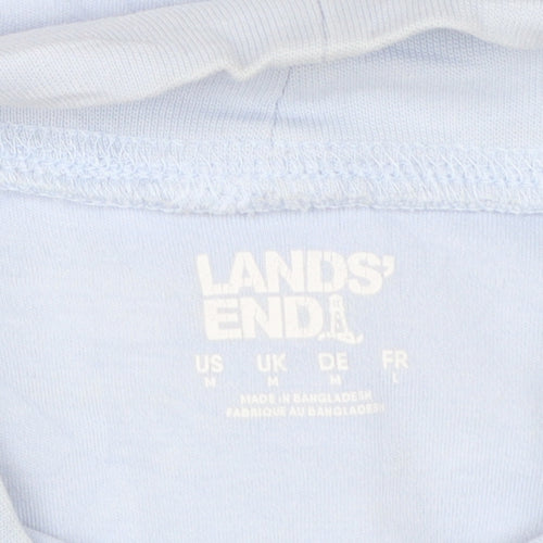 Lands' End Women's Blue Mock Neck Long Sleeve Cotton Top M