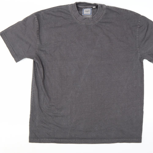 Brave Soul Men's Grey Oversized Fit Cotton Crew Neck T-Shirt Size M