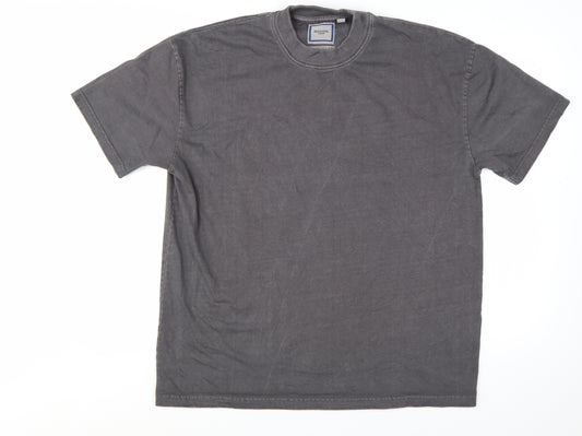 Brave Soul Men's Grey Oversized Fit Cotton Crew Neck T-Shirt Size M
