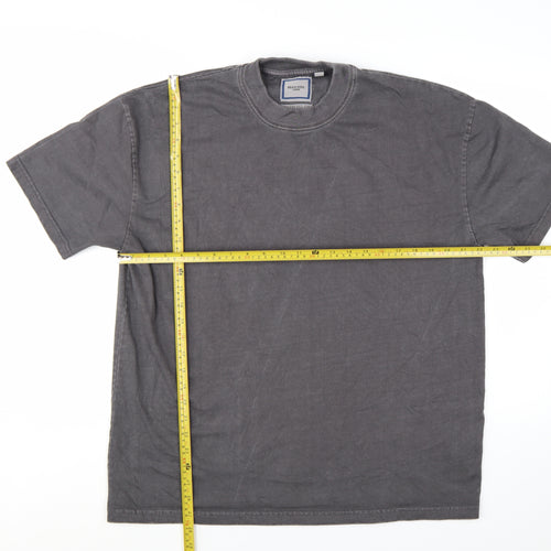 Brave Soul Men's Grey Oversized Fit Cotton Crew Neck T-Shirt Size M