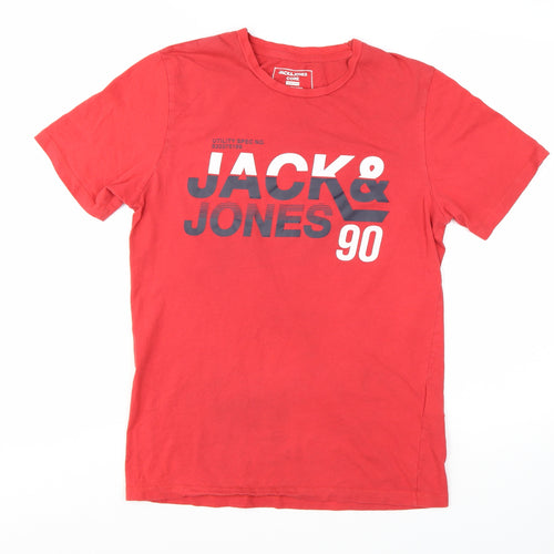 Jack & Jones Men’s Red Slim Fit Graphic Print T-Shirt Size M