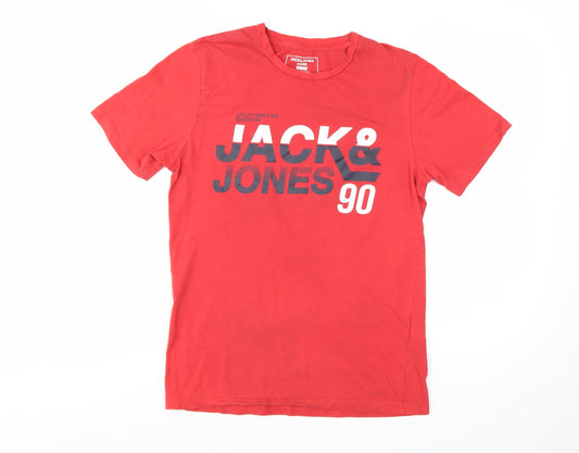 Jack & Jones Men’s Red Slim Fit Graphic Print T-Shirt Size M