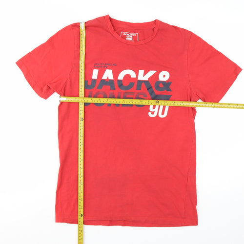 Jack & Jones Men’s Red Slim Fit Graphic Print T-Shirt Size M