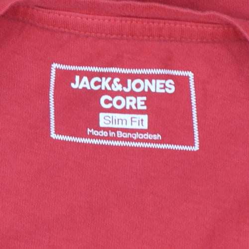 Jack & Jones Men’s Red Slim Fit Graphic Print T-Shirt Size M