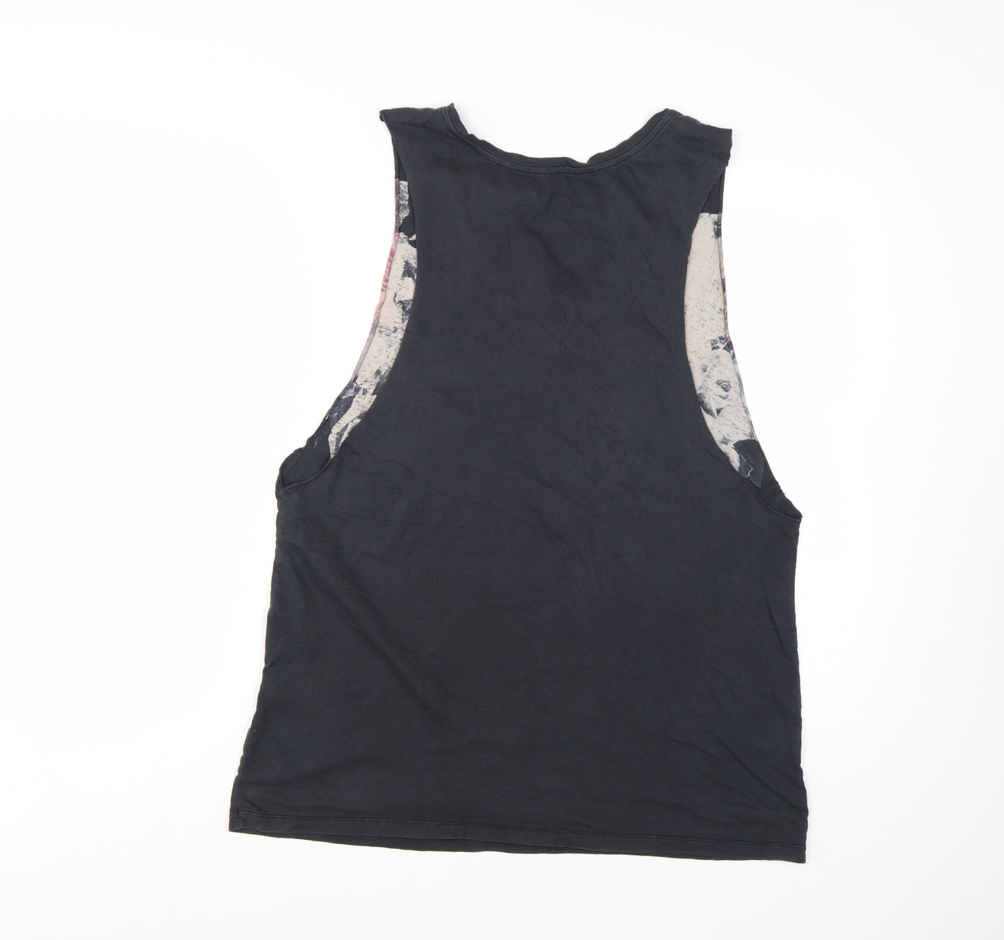 AllSaints Womens Black Skull Floral Tank Top 2XL Gothic Rock Vest