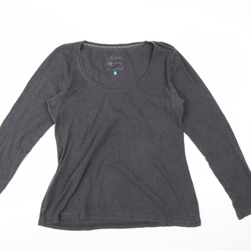 White Stuff Women's Grey Long Sleeve Cotton Basic T-Shirt Size 14
