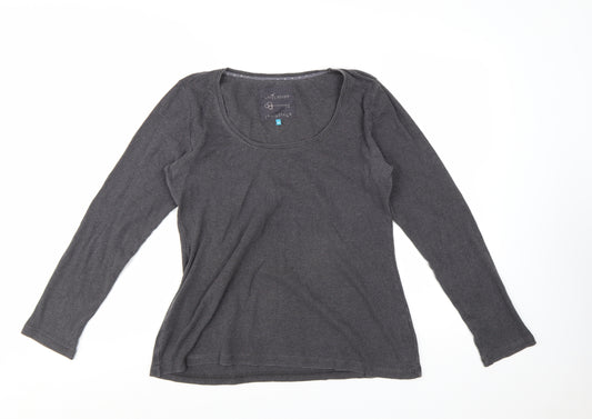 White Stuff Women's Grey Long Sleeve Cotton Basic T-Shirt Size 14