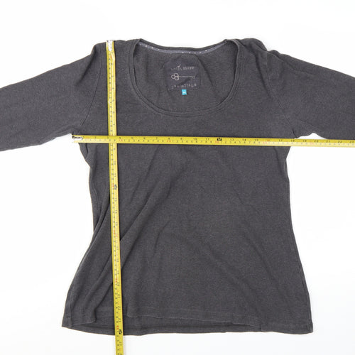 White Stuff Women's Grey Long Sleeve Cotton Basic T-Shirt Size 14