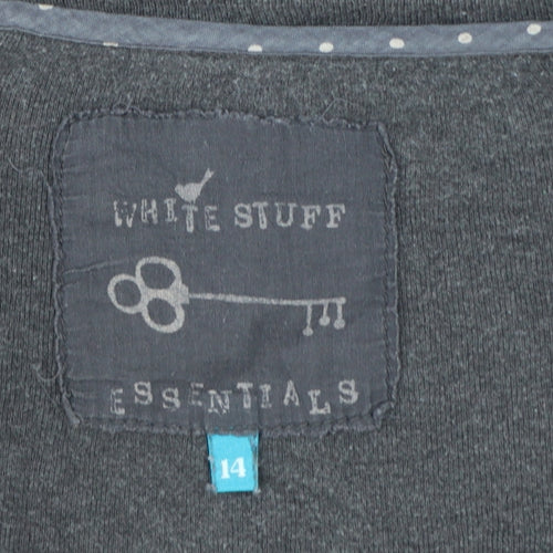 White Stuff Women's Grey Long Sleeve Cotton Basic T-Shirt Size 14