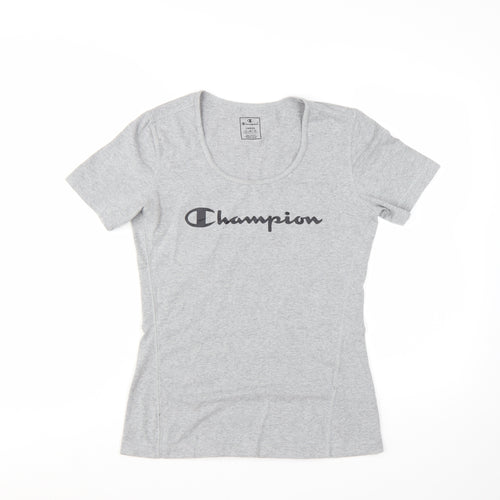 Champion Womens Grey Basic Jersey T-Shirt L Slim Fit Casual Top
