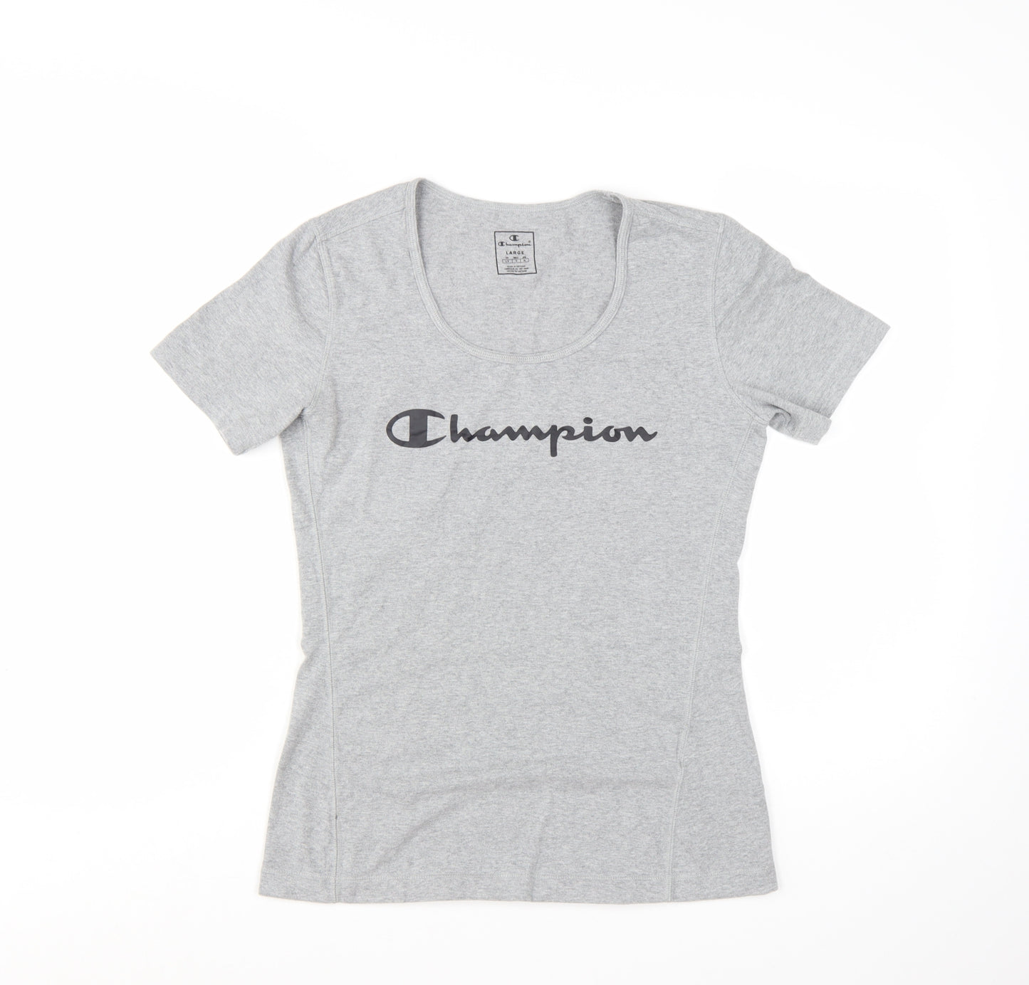 Champion Womens Grey Basic Jersey T-Shirt L Slim Fit Casual Top