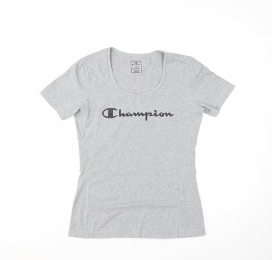 Champion Womens Grey Basic Jersey T-Shirt L Slim Fit Casual Top