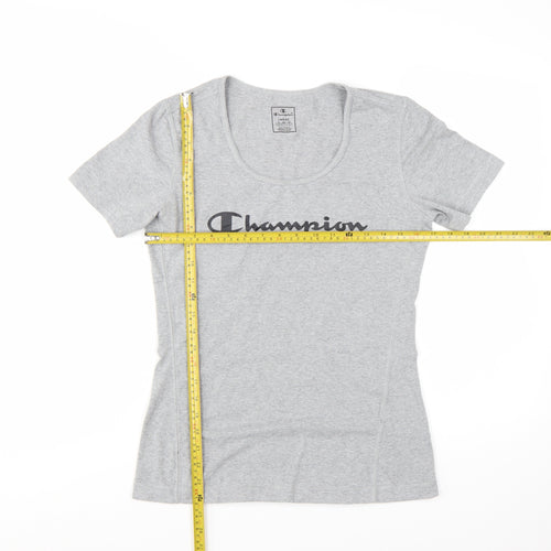 Champion Womens Grey Basic Jersey T-Shirt L Slim Fit Casual Top