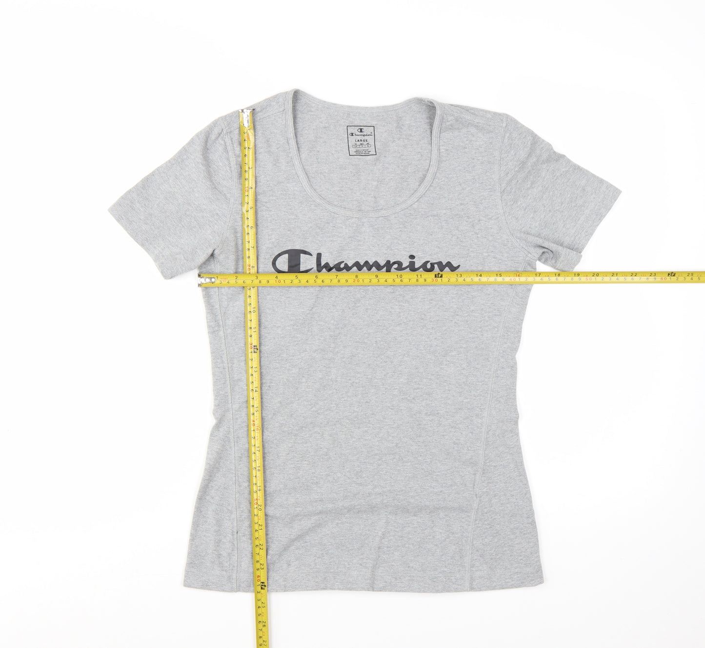Champion Womens Grey Basic Jersey T-Shirt L Slim Fit Casual Top