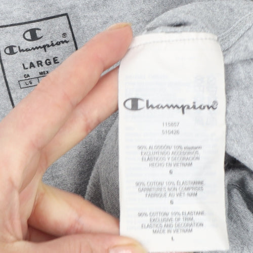 Champion Womens Grey Basic Jersey T-Shirt L Slim Fit Casual Top