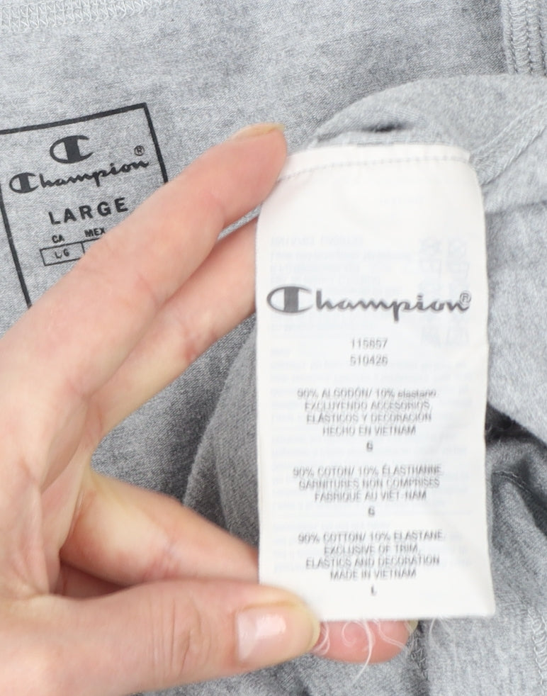 Champion Womens Grey Basic Jersey T-Shirt L Slim Fit Casual Top