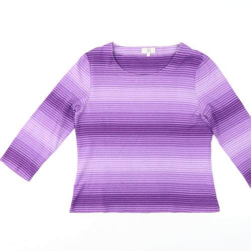 CC Women’s Purple Striped 3/4 Sleeve Cotton T-Shirt Size M
