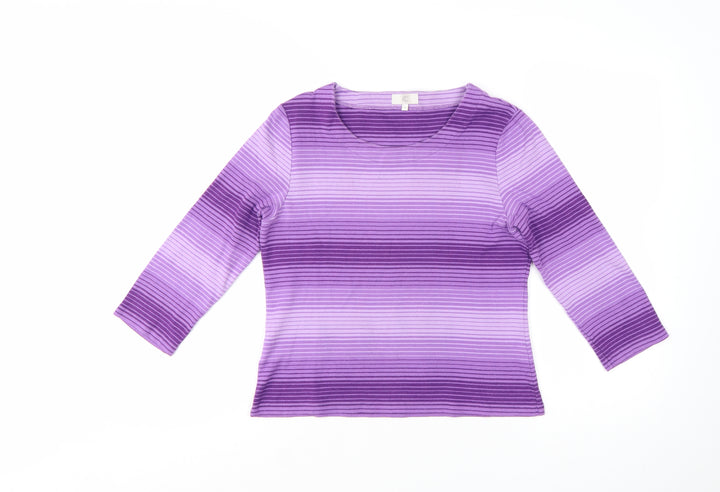 CC Women’s Purple Striped 3/4 Sleeve Cotton T-Shirt Size M