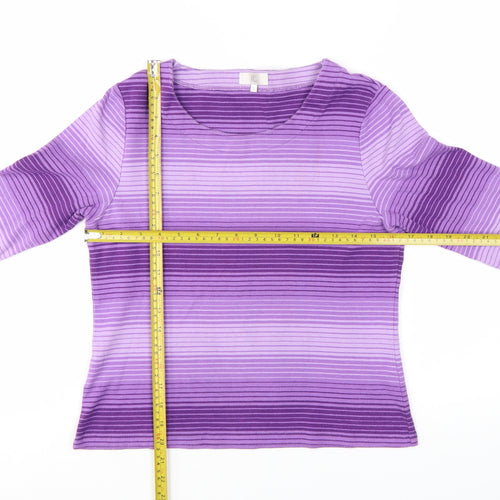 CC Women’s Purple Striped 3/4 Sleeve Cotton T-Shirt Size M