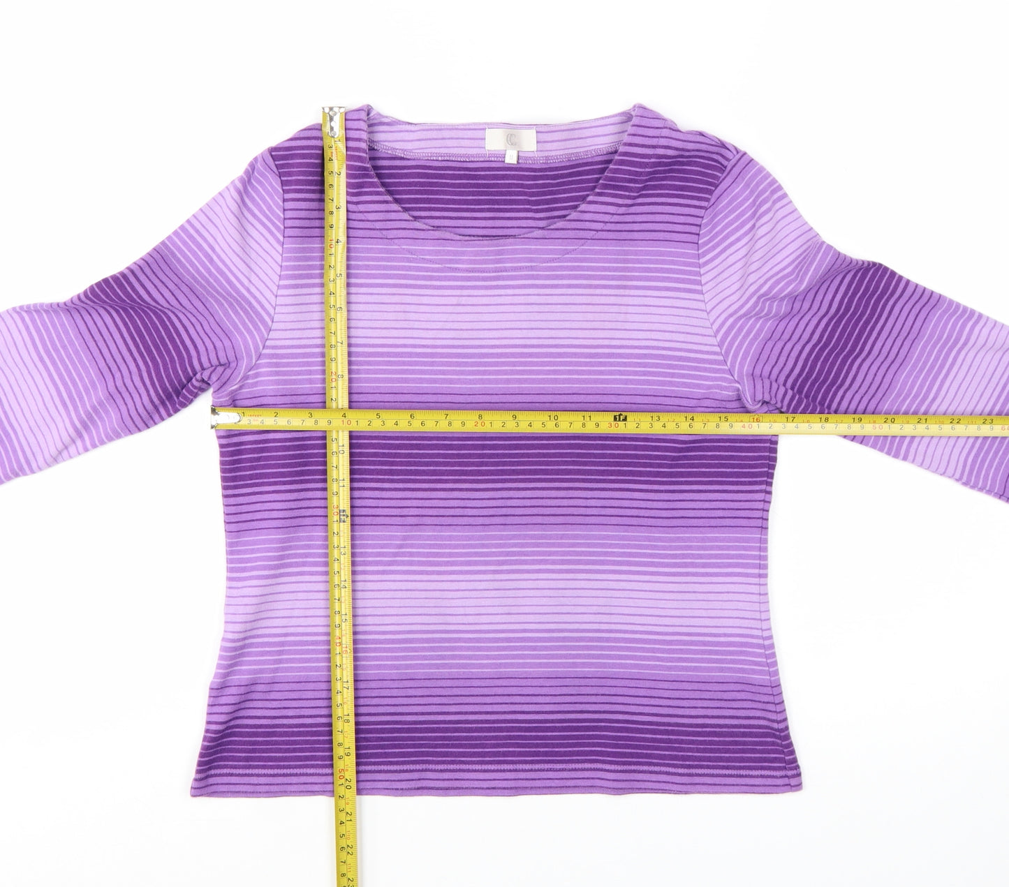 CC Women’s Purple Striped 3/4 Sleeve Cotton T-Shirt Size M